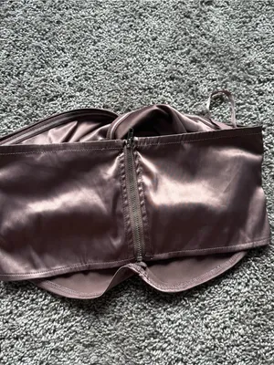 Satin Bandeau Top in Brown Pink Size M thumbnail 3