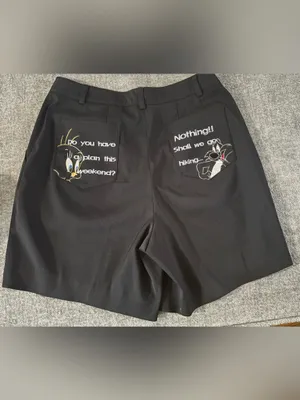 Enzoro‎ Valentino Looney Tunes Embroidered Shorts M Korea Tweety Sylvester thumbnail 2
