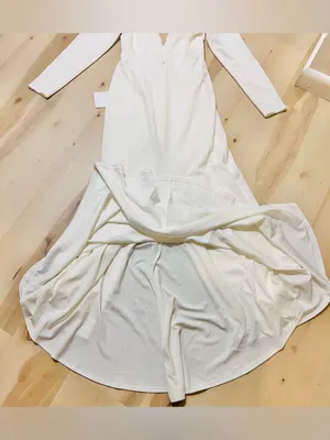 Lulus NWT Medium Stunning White Long Sleeve Mermaid Maxi Wedding Dress Bride thumbnail 7