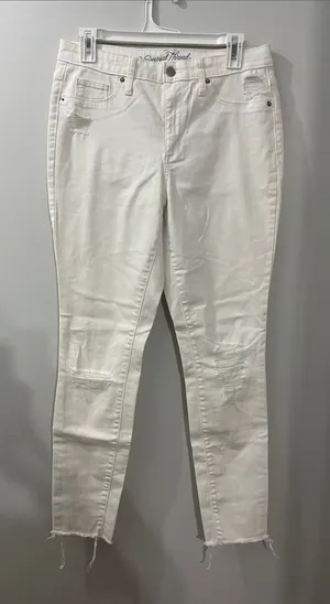 Universal Thread White Distressed Cropped Ankle Jeans thumbnail 1