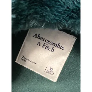 Abercrombie & Fitch Green Fuzzy Faux Fur Collared Long Sleeve Sweater Jacket XL thumbnail 3