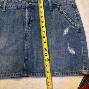 APT 9 Kohls Distressed Blue Jean Mini Skirt Denim Raw Edges Size 16 thumbnail 11