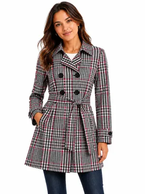 Banana Republic Women’s S Plaid Trench Coat Belted Cotton Double Breasted thumbnail 2