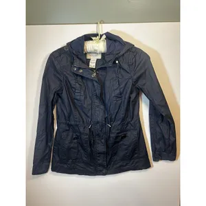 American Rag Navy Blue Women’s Size M Hooded UtilityRaincoat Jacket Lightweight thumbnail 13