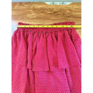 Maison Scotch Tiered Ruffle Mini Skirt Smocked Red Print Size 2 thumbnail 8