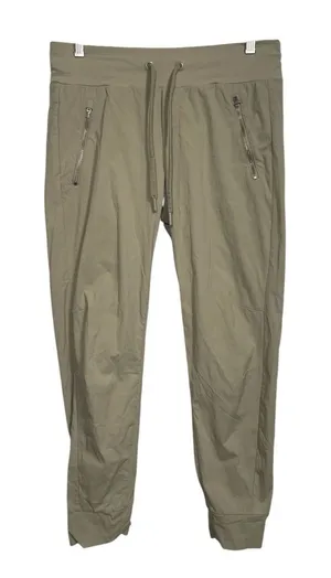 Athleta Tan Jogger‎ Pants Size 6 Zip Pockets Drawstring Waist Athleisure thumbnail 1