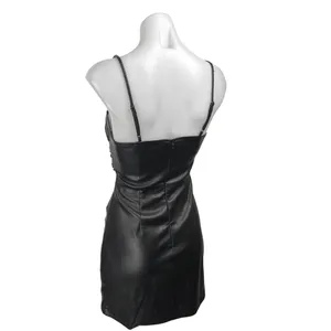 ASTR The Label Black Faux Leather Vegan Cutout Sleeveless Cami Bodycon Dress XS thumbnail 3