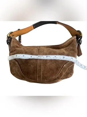Coach D3S-9503 Suede Leather Shoulder Bag Handbag Brown Vintage thumbnail 8