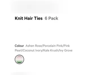 Lululemon Knit Hair Ties 6 Pack Ashen Rose/Porcelain Pink/Pink Pearl/Coconut thumbnail 3