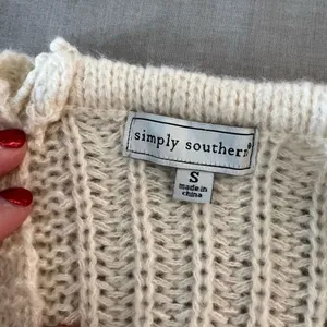🔥🔥 5/$25 sale 🔥🔥 Simply Southern Cream Cable Knit Cardigan Size Small thumbnail 7