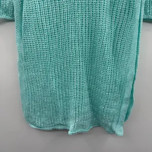 Eileen Fisher Organic Linen Light Blue Open Knit Slub Tunic Sweater Top‎ Sz S thumbnail 5
