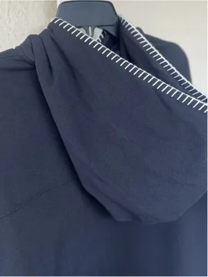 Lilysilk Seamflow Douceur Hoodie Black Medium Blanket Stitch Ribbed Cuff Soft thumbnail 9