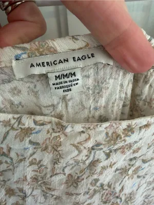 American Eagle Floral Puff Sleeve‎ Cottagecore Mini Dress M thumbnail 4