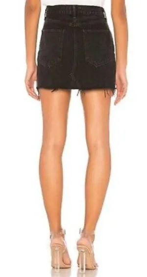 Quinn black denim distressed mini Jean skirt 28 thumbnail 2