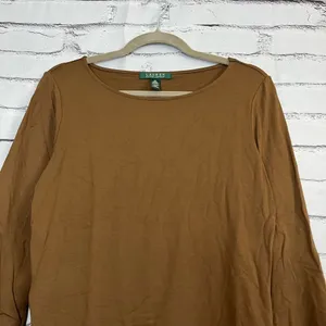 Vintage Lauren Ralph Lauren Brown Longsleeve Top Women’s M Preppy Minimalist Y2K thumbnail 6
