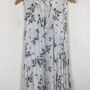 Free People Snap Out of It White Floral Swing Mini Dress Tunic Medium Boho thumbnail 10