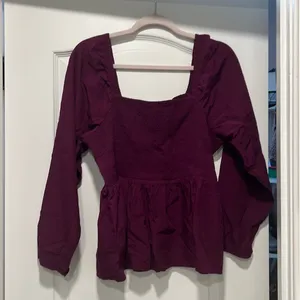 Old Navy Plum Long Sleeve Blouse thumbnail 1
