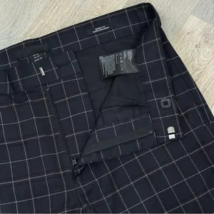 H&M Windowpane Plaid Cuff Hem‎ Skinny Fit Trouser Pants Blue Tan Size 29 thumbnail 6