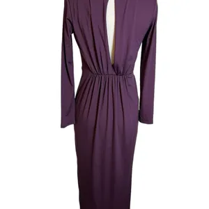 NWT ASOS plunge cut out slinky‎ maxi dress purple Sz 4 petite thumbnail 7