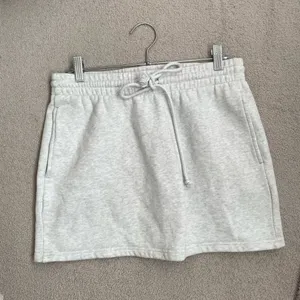 Aritzia tna cozy fleece grey drawstring mini skirt thumbnail 4