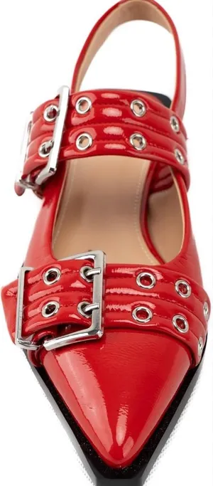 Red ballet flats with grommets size 11 thumbnail 1
