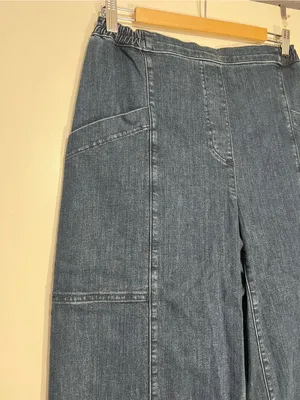 Lisa bayne blue wide leg Denim Utility Pant size M thumbnail 3