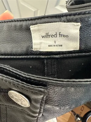 Aritzia Wilfred Lucy Wide straight leg Faux Leather Utility Pants Black Size 8 M thumbnail 7