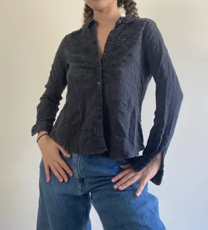 Free People Grey Button Down  Top thumbnail 4