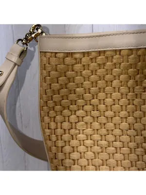 Spartina 449 Woven Straw Bucket Crossbody Bag Bamboo Tassels Cream thumbnail 2