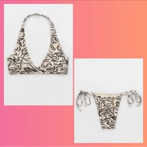 aerie Cream and Black Zebra Print Bikini Set thumbnail 2