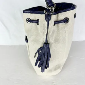 Coach Avery Canvas Drawstring Bucket Bag Navy Cream F28913 thumbnail 4