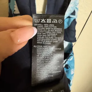 Reiss Kaia Linen Halter Neck Midi Dress‎ Size 6 Black Blue Keyhole Vacation thumbnail 8