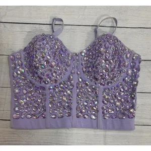 Women Lilac RHINESTONES Bustier SizeLARGE Festival Party Corset thumbnail 3