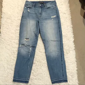 Abercrombie &‎ Fitch Signature Girlfriend Jeans High Waisted Raw Distressed 27 thumbnail 2