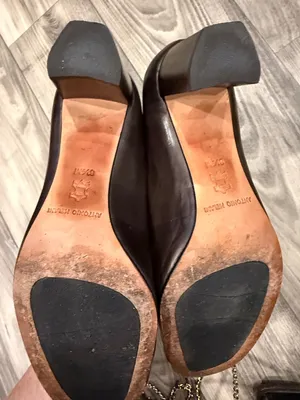 ANTONIO MELANI Dark Brown old money chunky heel Leather Square-Toe Loafers 6.5 thumbnail 5