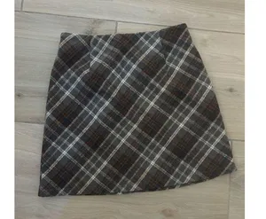 NEW High Waist Plaid Skirts Wool Look Mini Skirt S thumbnail 2