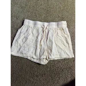 Kensie Cream Gauze Drawstring Shorts Pom Pom Trim‎ Pockets Womens Large thumbnail 2