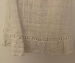 Hazel & Olive White Ruffle Trim High Neckline Short Dress Women’s Sz Small thumbnail 5
