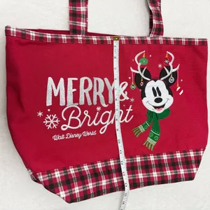 Walt Disney‎ World Mickey Mouse Christmas Ornament Tote Bag Rare Plaid thumbnail 7