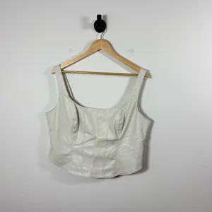 Abercrombie Women’s Vegan Leather Corset Top in Beige Size XL thumbnail 4