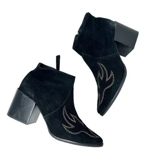 Matisse Vox Western Embroidered‎ Bootie in Black Suede Heeled Women's Size US 10 thumbnail 1