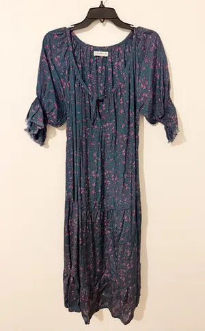 Natural Life Peasant Boho Floral Ruffle Maxi Dress Size Medium M thumbnail 1