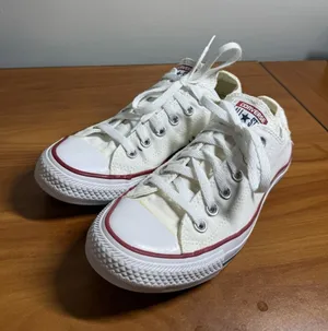 Converse Chuck Taylor All Star Low All White Lace Up Sneaker Canvas W7 READ thumbnail 1
