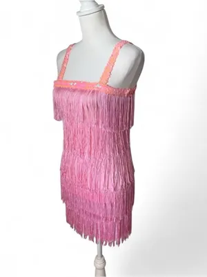 Pink Fringe Flapper Dress thumbnail 2