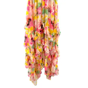 MISA Los Angeles Dakota Dress Hello‎ Yellow Flora Ruffle Chiffon Midi Dress XS thumbnail 3