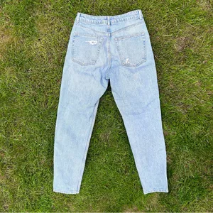 Topshop Light Wash Distressed Mom Jeans thumbnail 3
