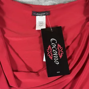 Cocomo Red Dress Large Cowl Neck Blouson Knee MIDI Elastic Waist Flattering Fit thumbnail 5