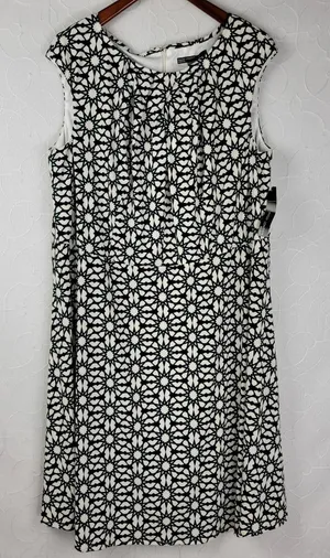 Maggie London Stitch Fix Dress 22W Black White Cenna Jersey Starbust Mini NEW thumbnail 1