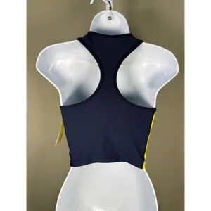 Aqua Athletic XS Navy‎ Yellow Racerback Crop Tank Y2K Sporty Activewear NWT thumbnail 3