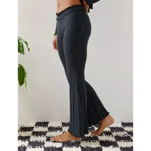 Urban Outfitters Pants cotton pointelle knit flare womens Black (xsmall) lounge thumbnail 5